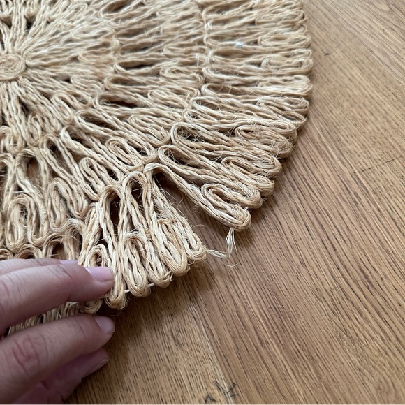 Set of 3 Round Boho Wicker Rattan Neutral Woven Raffia Wall Decor 16" - Picture 3 of 5